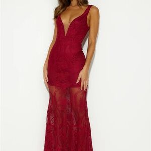 Hello Molly Choose Style Lace Maxi Dress Wine, Size Med, NEW with tags